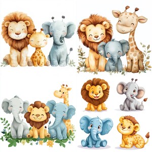 Adorable lot de cliparts bébé animal : jolies créatures souriantes pour projets d'enfants, décoration de chambre d'enfant et créations manuelles