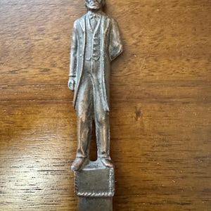 Acessório de mesa abridor de cartas de bronze cobre vintage Abraham Lincoln