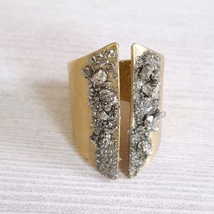 As seen on Sweet Magnolias Raw Stone Statement Jewelry for Women Pyrite Ring Mineral Ring Statement Wide Band Modern Ring image 2