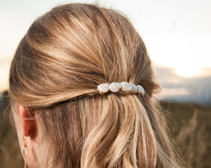 Pearl Barrette Hair Clip Large Pearl Barrette Pearl Barrette Bridal