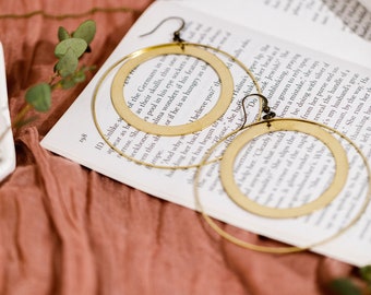 Large Circle Hoops Statement Hoop Earrings Boho Hoop Earrings Big Hoop Earrings Full Moon Jewelry Big Brass Hoops Dynamo Big Earrings