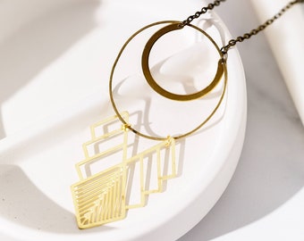 Moonrise Jewelry Nature Lover Jewelry Geometric Mountain Moonrise Necklace Chevron Necklace Mountain Jewelry  Dynamo V Necklace Chevron V
