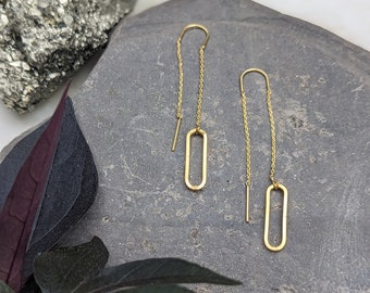 Gold Threader Earrings Elegant Gold Dangle Earrings Long Gold Dangle Earrings Dainty Long Earrings by Dynamo