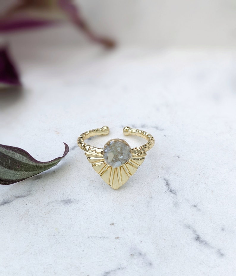 Mother of Pearl Ring Boho Open Ring Dainty Ring Gold Pearl Ring Gold Adjustable Ring Gold Stone Ring Adjustable Dainty Pearl Ring Dynamo image 1