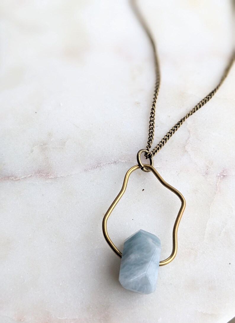 Aquamarine Necklace March Birthstone Jewelry Simple Long Necklace