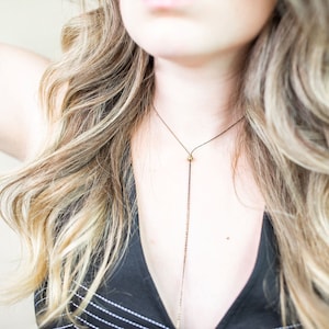 Minimalist Bolo Necklace: Dainty Brass Snake Chain Choker, Adjustable Length