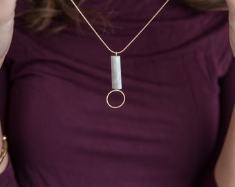 Minimalist Moonstone Pendant Necklace: Gold Chain, Modern Jewelry