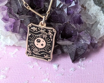 Gold Tarot Card Pendant  • Manifestation Necklace • Spiritual Gift for Her