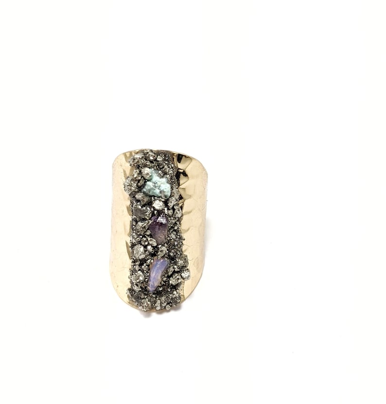 Textured Ring Boho Crystal Ring Raw Stone Ring Raw Crystal Ring Boho Gem Ring Adjustable Stone Ring Adjustable Gemstone Ring Dynamo image 3