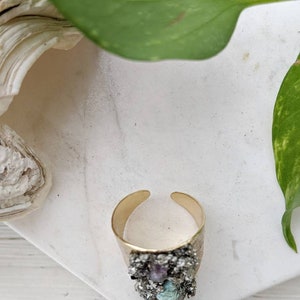 Textured Ring Boho Crystal Ring Raw Stone Ring Raw Crystal Ring Boho Gem Ring Adjustable Stone Ring Adjustable Gemstone Ring Dynamo image 5