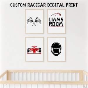 Formula 1 Wall Art Name Sign Personalized F1 Ferrari Car Posters Race Car Nursery Prints Downloadable Prints Racecar Birthday Hot Wheels Set