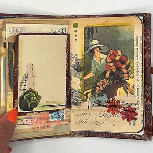 Junk journal, handmade vintage notebook, small junk journal, mixed media collage image 1