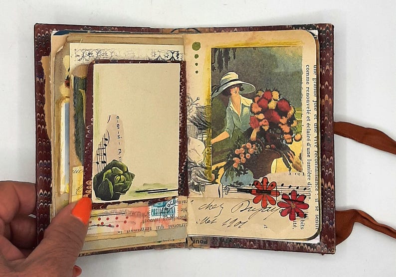 Junk journal, handmade vintage notebook, small junk journal, mixed media collage image 1