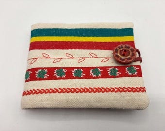 Needle case, Vintage linen-cotton needle book, Embroidery, Sewing kit, Sewing supplies