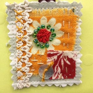 Hand-sewn brooch, "Wildflowers" fabric brooch, pin brooch, patchwork brooch, hand embroidery, fabric pendant