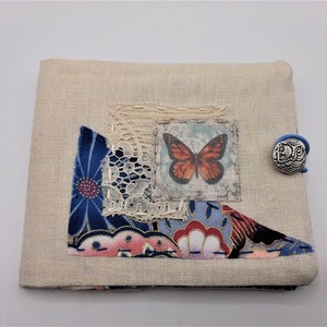 Linen card holder and blue Japanese fabric, Business cards holder, credit cards, business cards, credit cards, loyalty