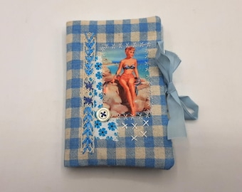 Blue tea bag with retro pin-up, (for tea bag or herbal tea), tea bags pocket