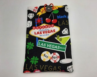 Pochette livre tissu Casino Las Vegas, bouton vintage, housse protection livre format poche