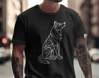 Geometric Wolf Graphic T-Shirt: Unisex Relaxed Fit