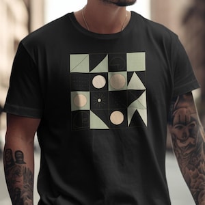 Geometrische Harmonie T-Shirt, Abstrakte Kunst T-Shirt, Minimalistisches Design, Einzigartiges Grafik T-Shirt, Stilvolles Shirt, Künstlerische Kleidung