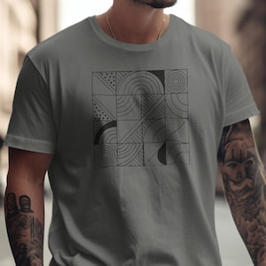 Geometrisches T-Shirt, Abstrakte Kunst T-Shirt, Minimalistisches Design Shirt, Modernes Grafiktop, Einzigartiges Muster, Artsy Kleidung
