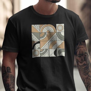 Geometrische Formen T-Shirt, Abstrakte Kunst T-Shirt, Modernes Design Shirt, gemustertes Top, einzigartiges grafisches T-Shirt, stilvolles T-Shirt, künstlerisches T-Shirt