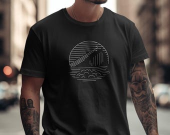 Geometrisk linjekonst-t-shirt: Modern grafisk t-shirt, unisex avslappnad passform