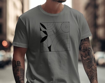 Geometric Circle T-Shirt: Abstract Black and White Graphic Tee