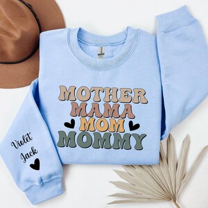 Personalized mama sweatshirt with kids names, custom mother sweatshirt, personalized new mom sweatshirt, cute Mothers Day gift, gift for mom