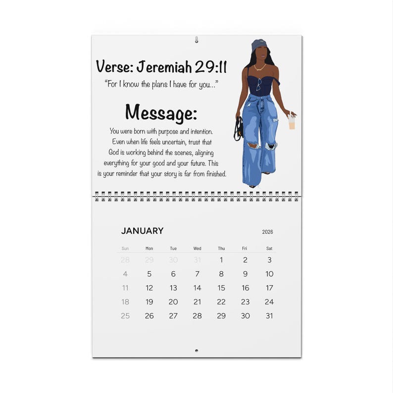 Personalized 2026 Scripture Wall Calendar | Inspirational Bible Verse ...