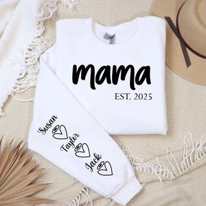 Personalized mama sweatshirt with kids names, custom mother sweatshirt, personalized new mom sweatshirt, cute Mothers Day gift, gift for mom