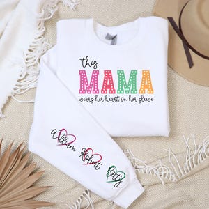 Personalized mama sweatshirt with kids names, custom mama sweatshirt, personalized new mom sweatshirt, cute Mothers Day sweatshirt gift