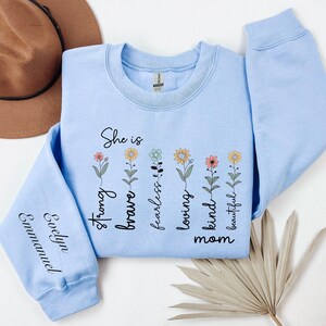 Personalized mom sweatshirt with kids names, custom mom sweatshirt, personalized new mom hoodie, cute Mothers Day gift
