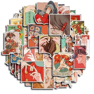 50 pcs &quot;Japanese Girls&quot; Stickers for laptop water bottle books endless ideas for adults tweens and kids Free Shipping