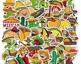 50 pcs "Taco Time" cartoon Stickers for laptop water bottle books endless ideas for adults tweens and kids Free Shipping