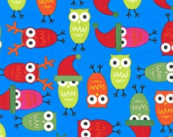 Jingle 2 by Ann Kelle and Robert Kaufman, Holiday Owls in Bright  1 yd total