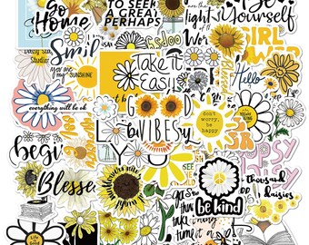 50 pcs "Daisy Love" Stickers for laptop water bottle books endless ideas for adults tweens and kids Free Shipping