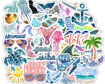 50 pcs "Ocean Vibes" Stickers for laptop water bottle books endless ideas for adults tweens and kids Free Shipping