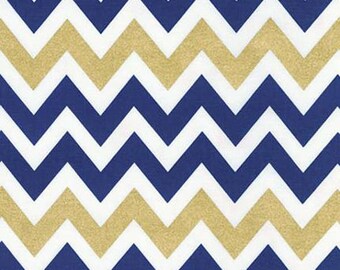 Remix Metallic Chevron by Ann Kelle for Robert Kaufman Fabrics, Metallic Indigo 1 yd total