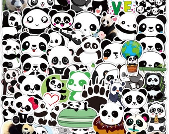 50 pcs "Panda Time" Stickers for laptop water bottle books endless ideas for adults tweens and kids Free Shipping