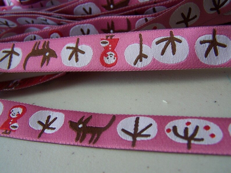 Rosa Pomar Ribbon Little Red Riding Hood in Pink 1 yard image 3