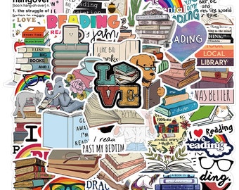 50 pcs "Book Worm" Stickers for laptop water bottle books endless ideas for adults tweens and kids Free Shipping
