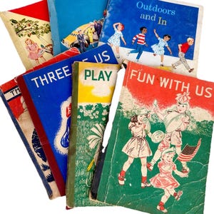 Vintage 1950s School Reader Book Lot Ginn Basic Readers Mid Century Kids
