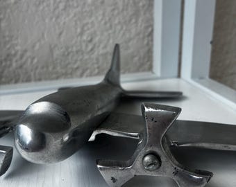 Handmade Aluminum Airplane Sculpture 12” Aviation Art Model