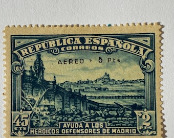 Spain 1938 Civil War Airmail Charity Stamp Scott CB6 45c + 5pts Defenders of Madrid Mint