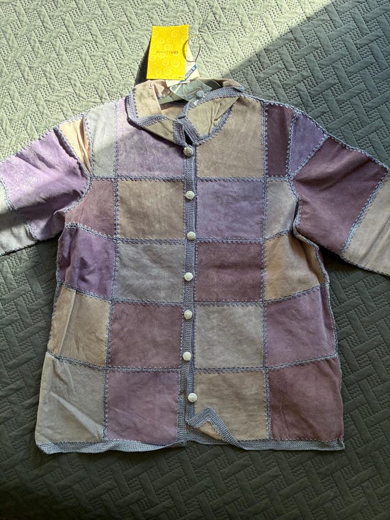 Genuine Leather Patchwork Jacket – Denim & Co (QV… - image 7