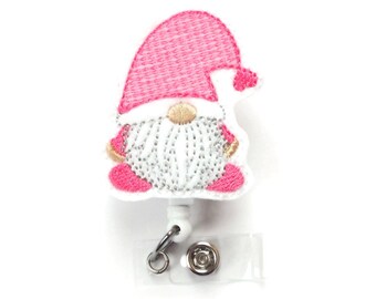 Gnome Heart Valentine Felt Retractable Badge Holder - Holiday Badge Reel - Nurses Badge Holder - Valentine Badge - Teacher Badge - Gift