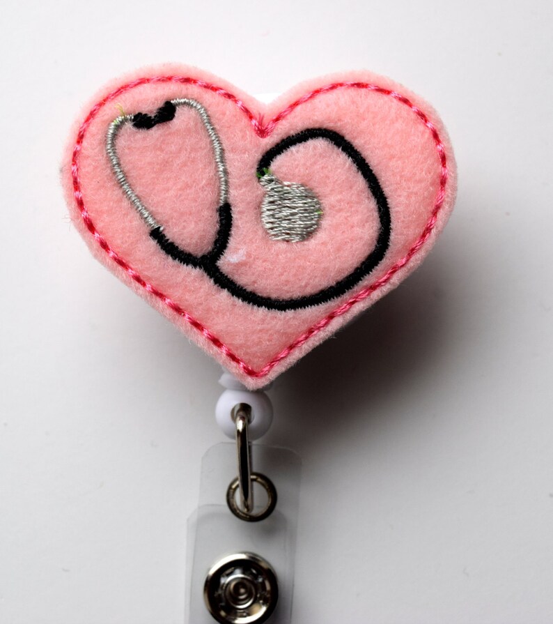 Baby Pink Stethoscope Cute Badge Clip Nurses Badge Holder Etsy
