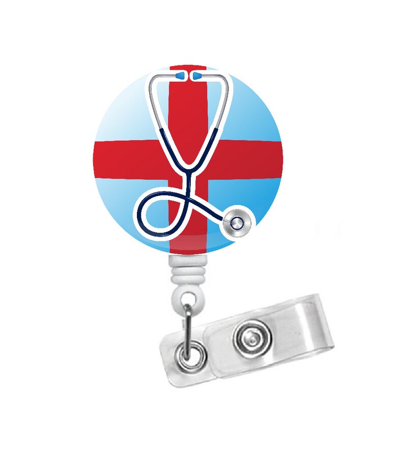 Stethoscope With Red Cross ID Badge Holder ID Badge Reel Etsy Canada