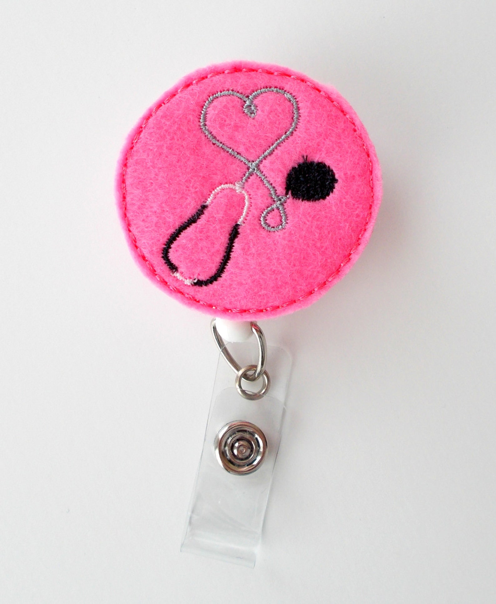 Pink Stethoscope Cute Badge Clip Nurses Badge Holder MD Etsy